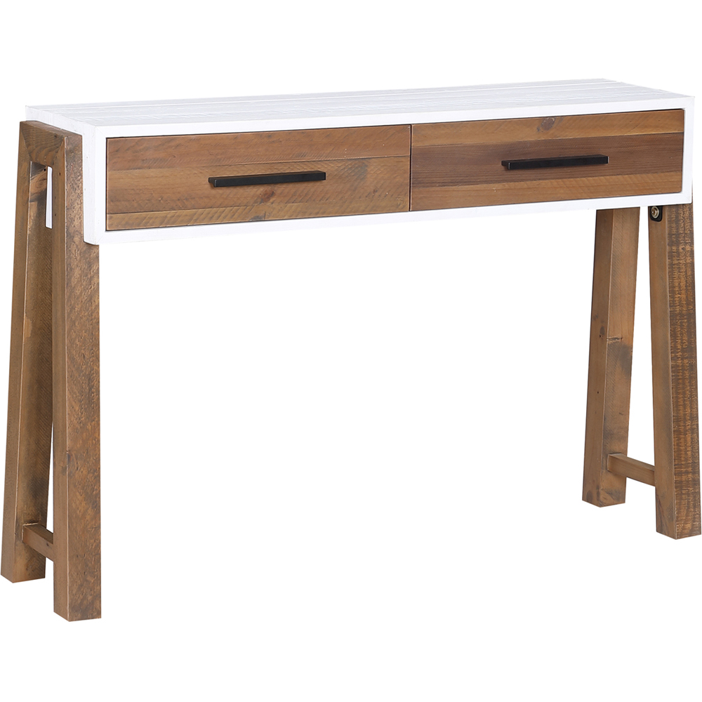 Baumhaus Trinity 2 Drawer White and Brown Open Console Table Image 3