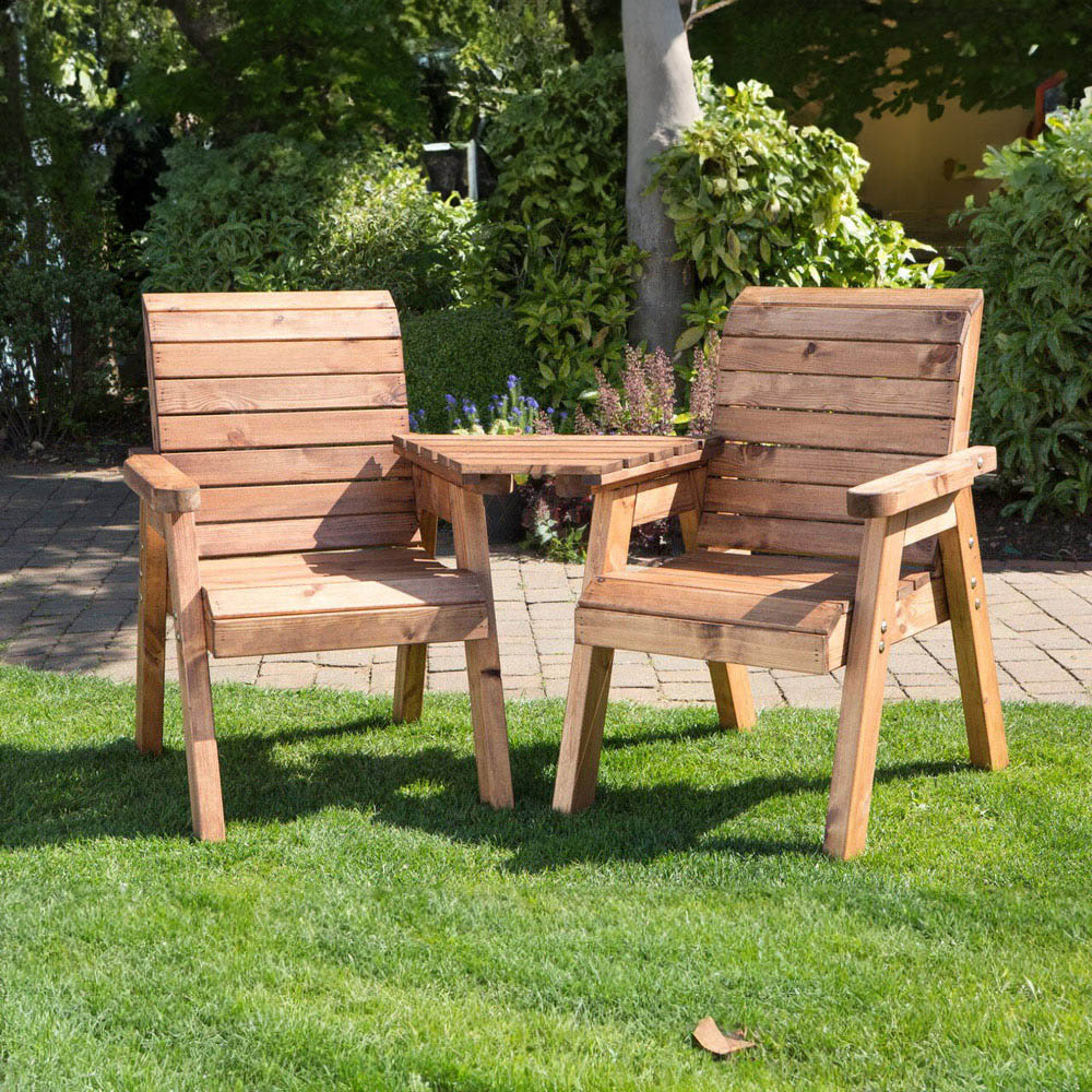 Charles Taylor 2 Seater Angled Companion Seat with Red Cushions Image 2