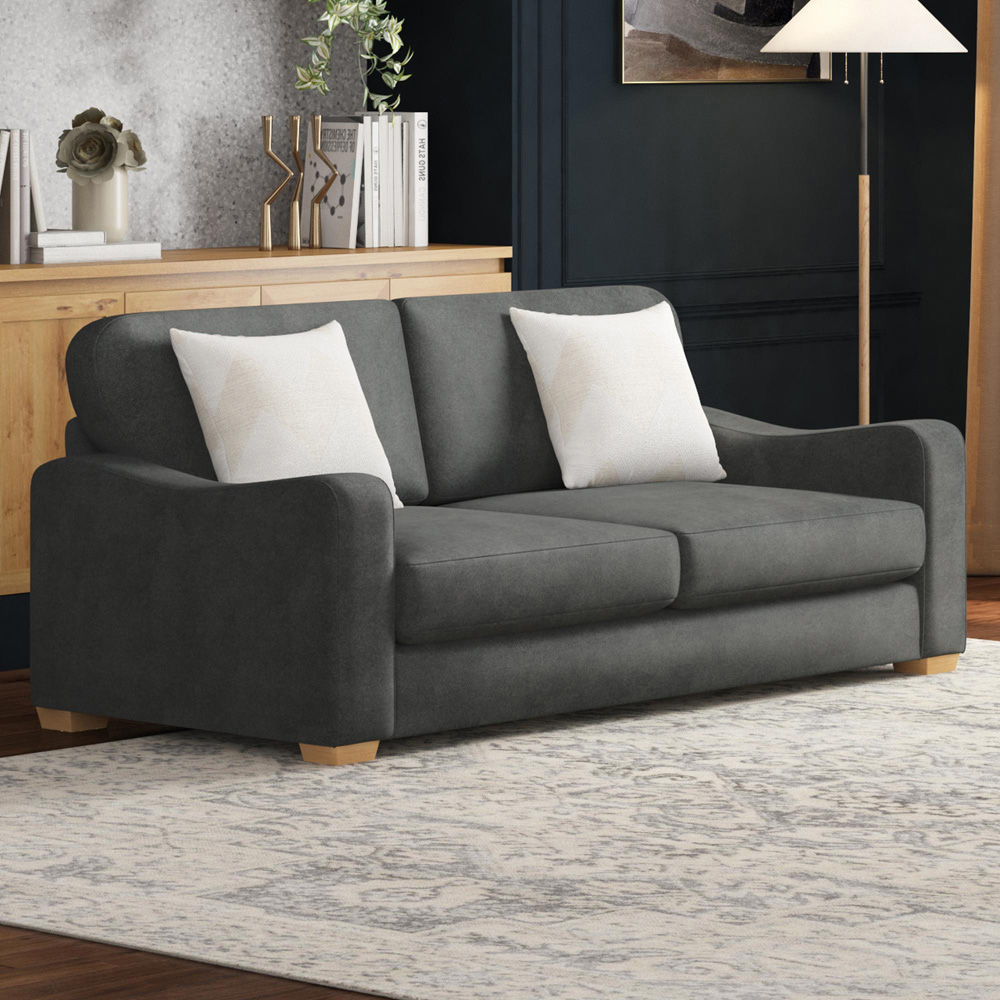 Theadford 3 Seater Steel Plush Velvet Fixed Back Sofa Image 5