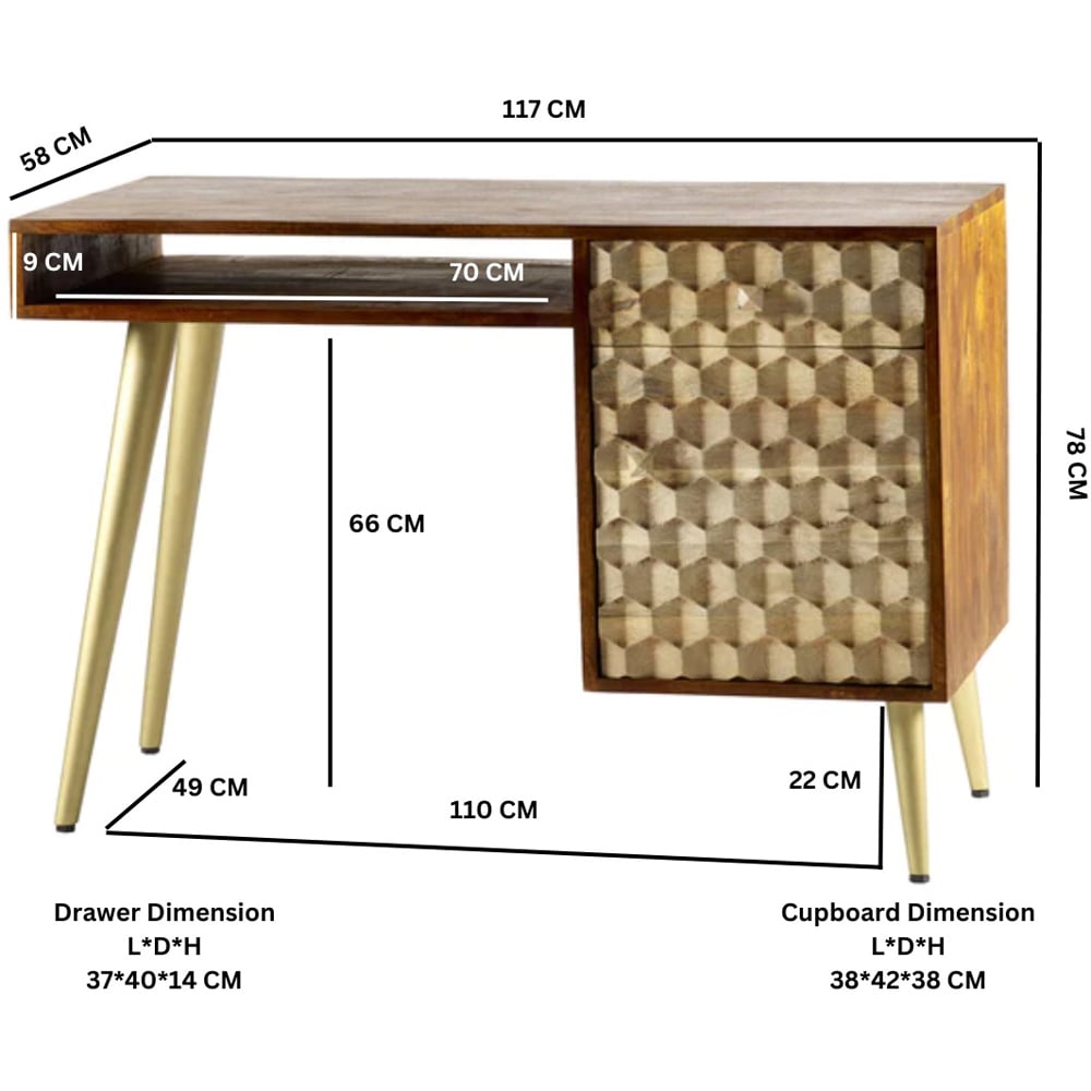 Brooklyn Cotati Single Door Single Drawer Single Shelf Desk Image 7