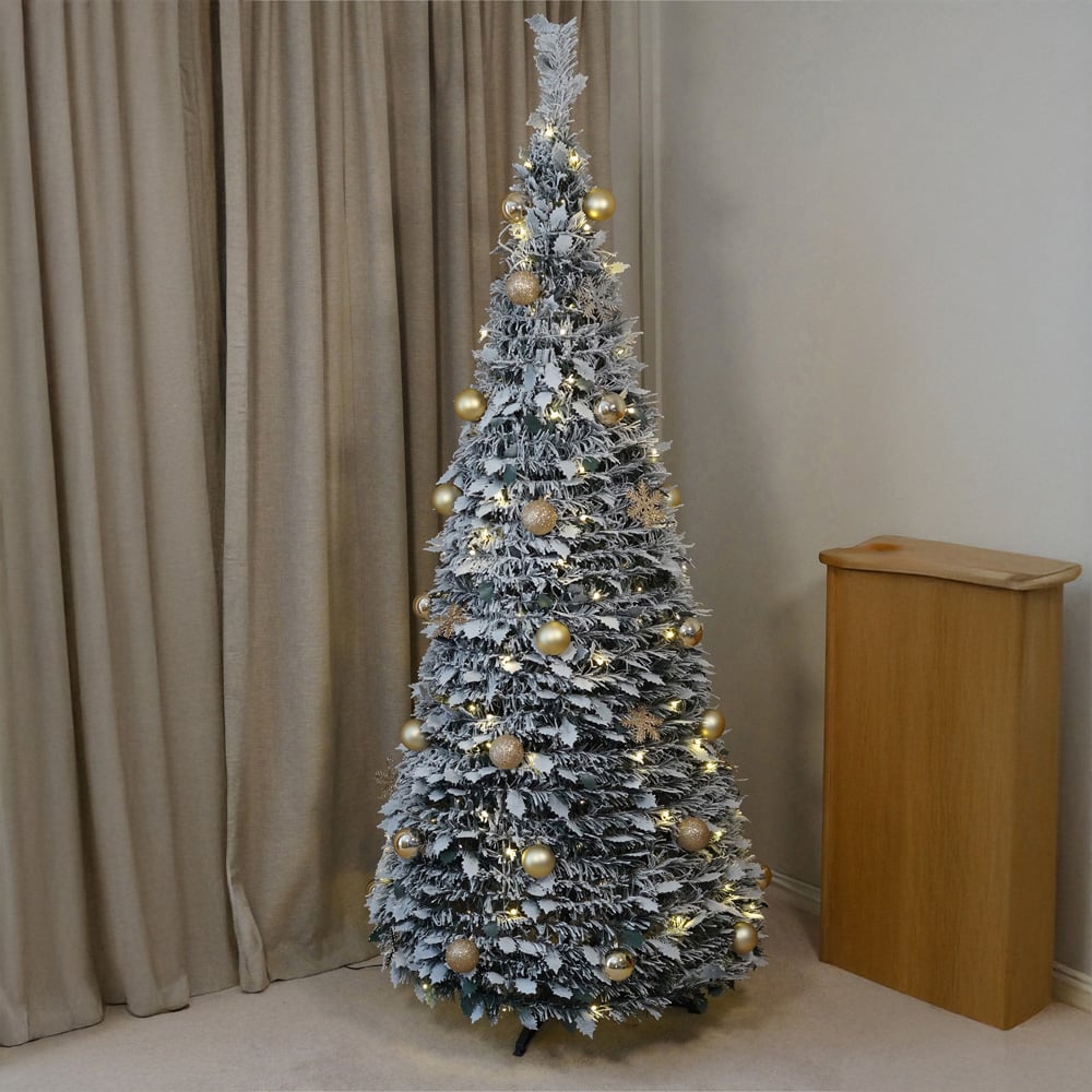 Xmas Haus Pop Up Pre Lit Snowy Artificial Christmas Tree 7ft Image 3