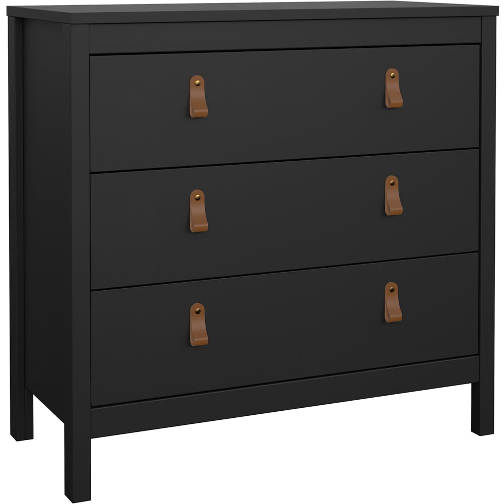 Florence Barcelona 3 Drawer Matt Black Chest of Drawers Image 2