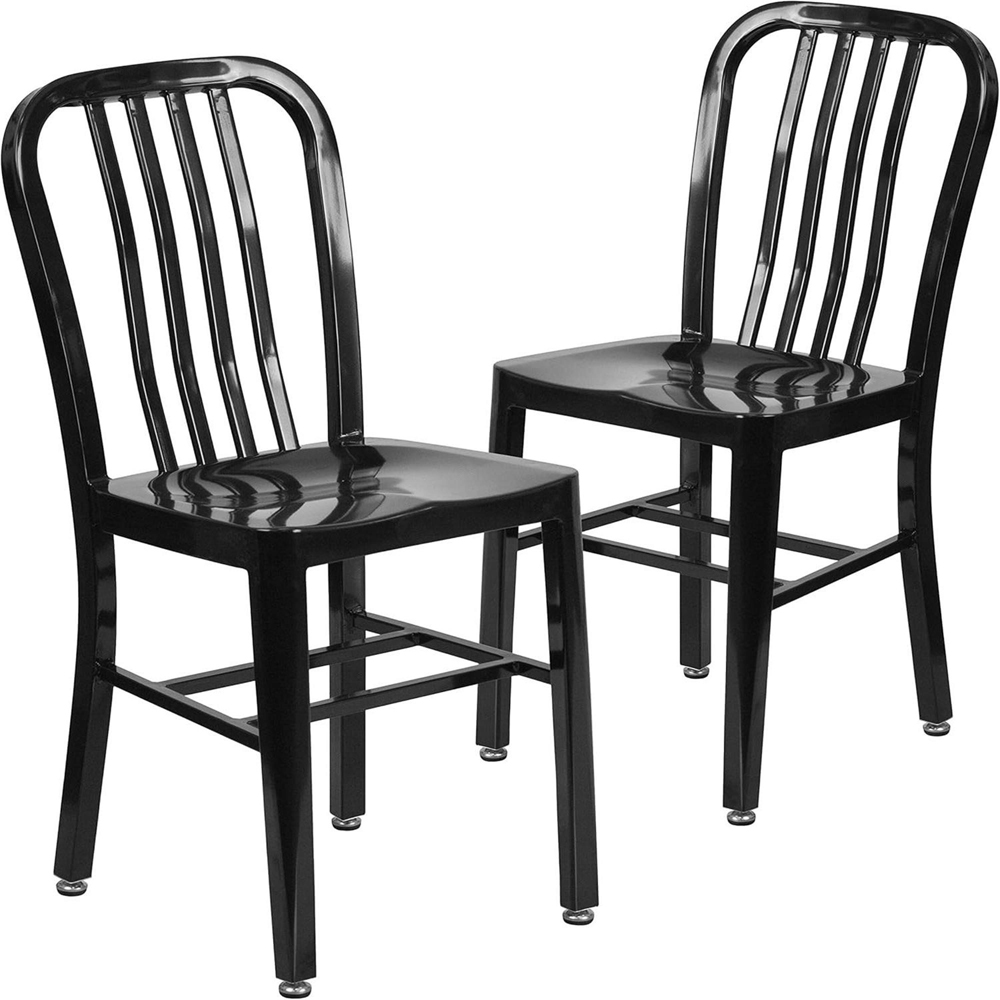 FWStyle Set of 2 Black Galvanised Steel Ready Assembled Bar Chairs Image 2