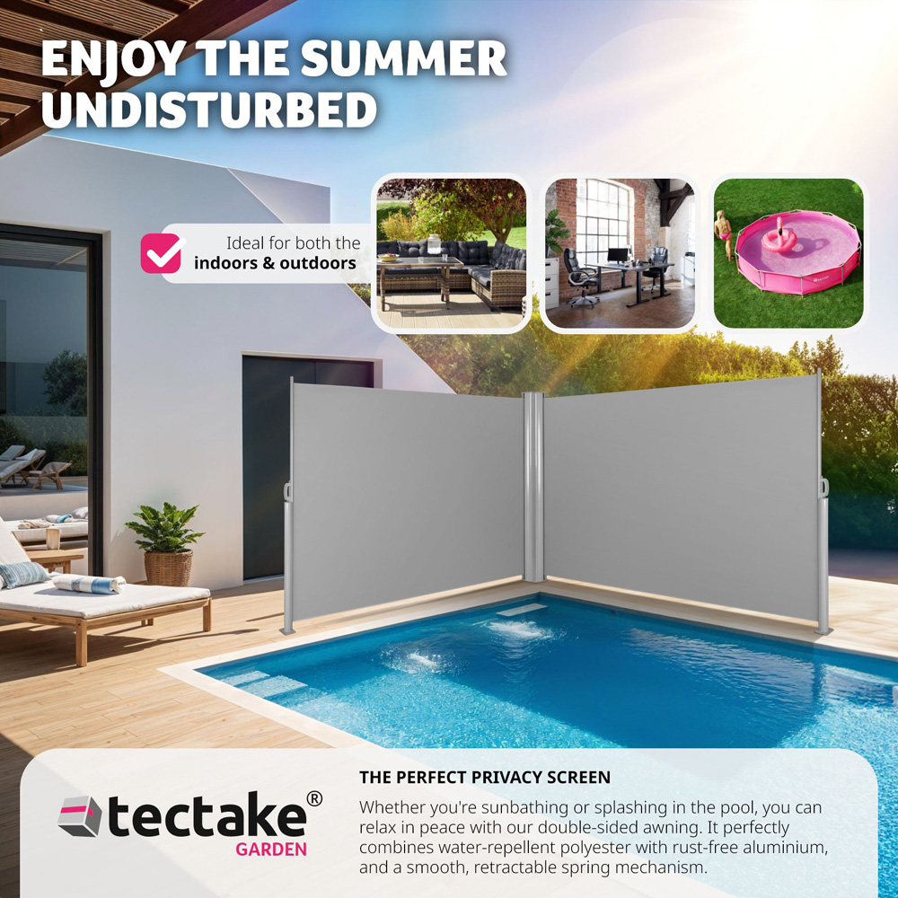 tectake Grey Double Sided Retractable Side Awning 2 x 6m Image 7