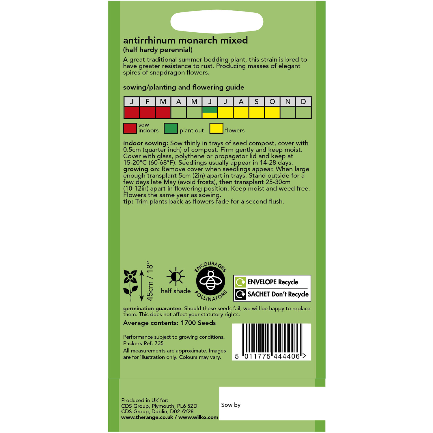 Wilko Antirrhinum Monarch Mixed Seeds Image 2