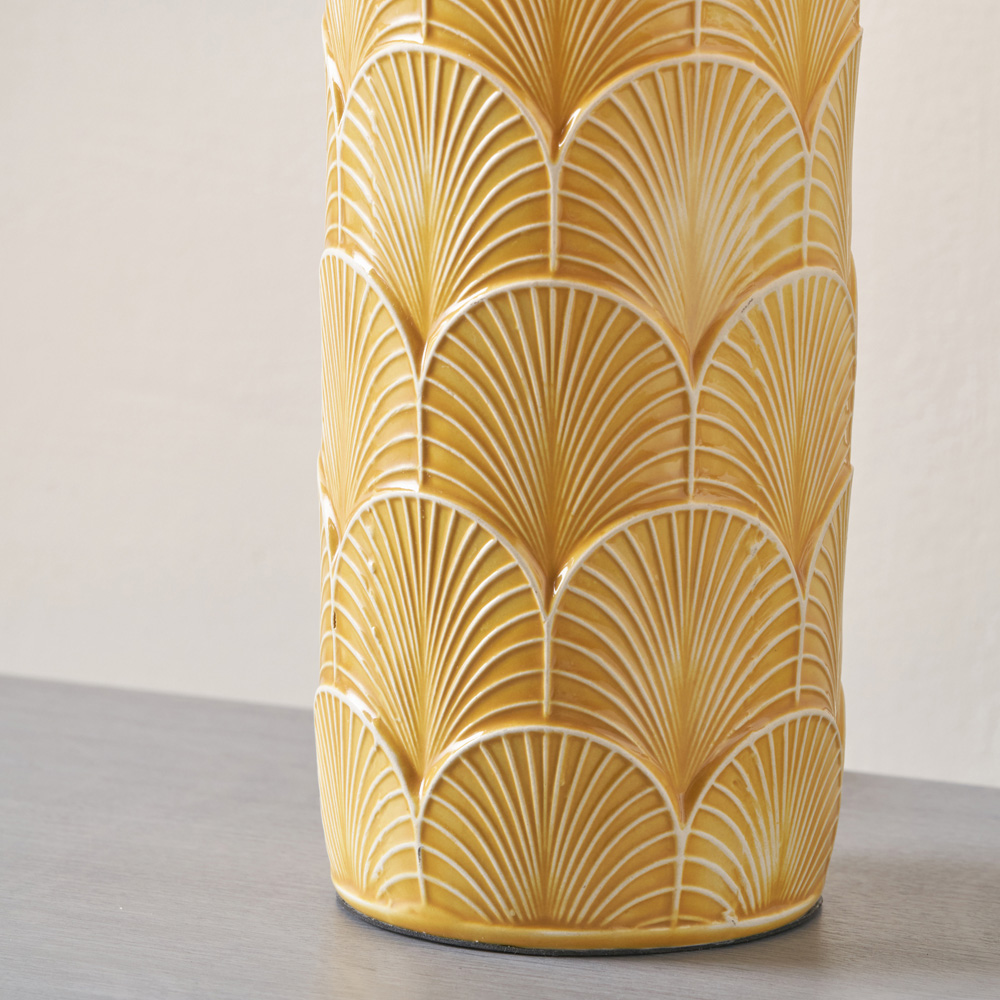 Pacific Lifestyle Bethan Mustard Embossed Ceramic Table Lamp Image 3