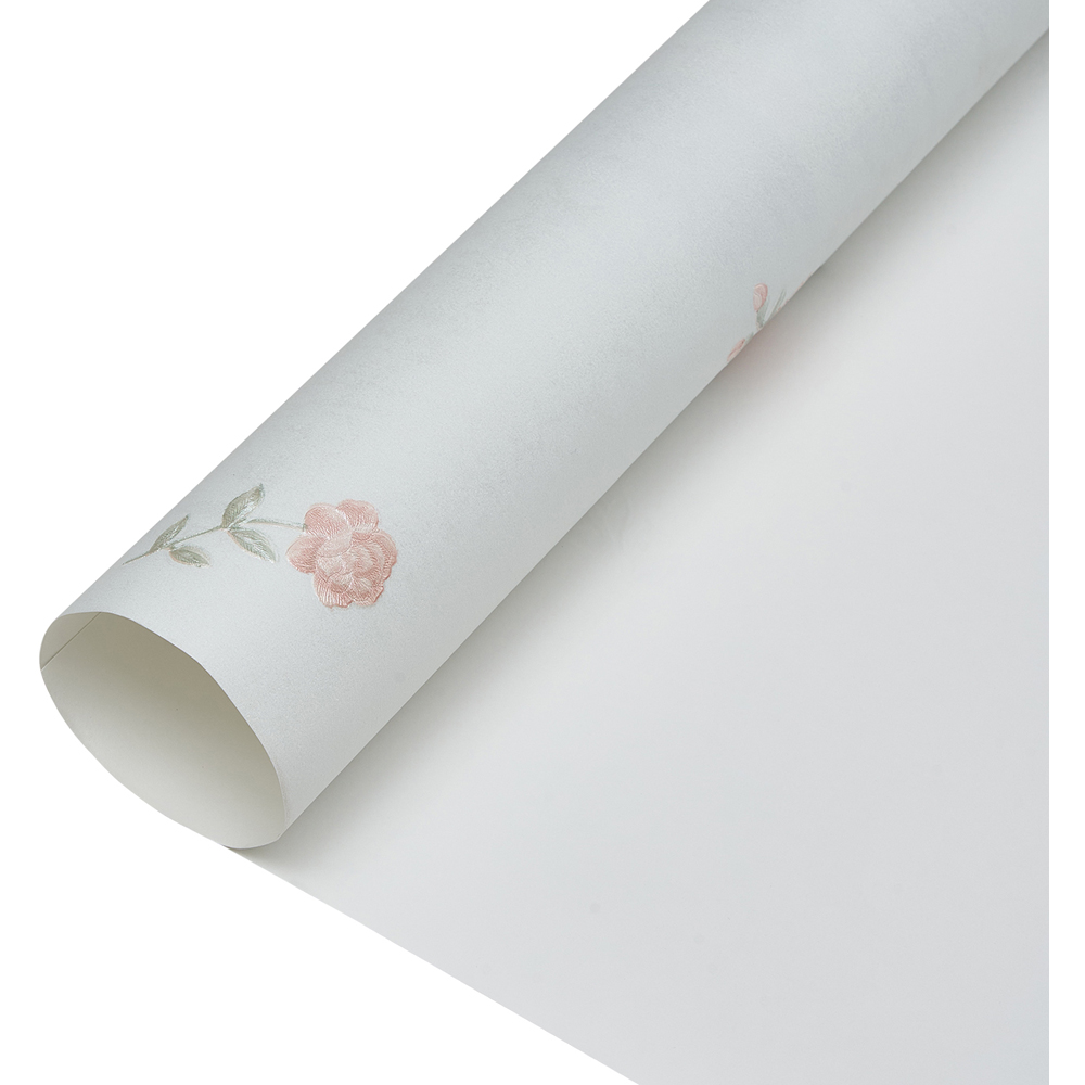 Living and Home Floral Pattern 3D Embossed Light Blue Non-Pasted Non-Woven Wallpaper Image 4