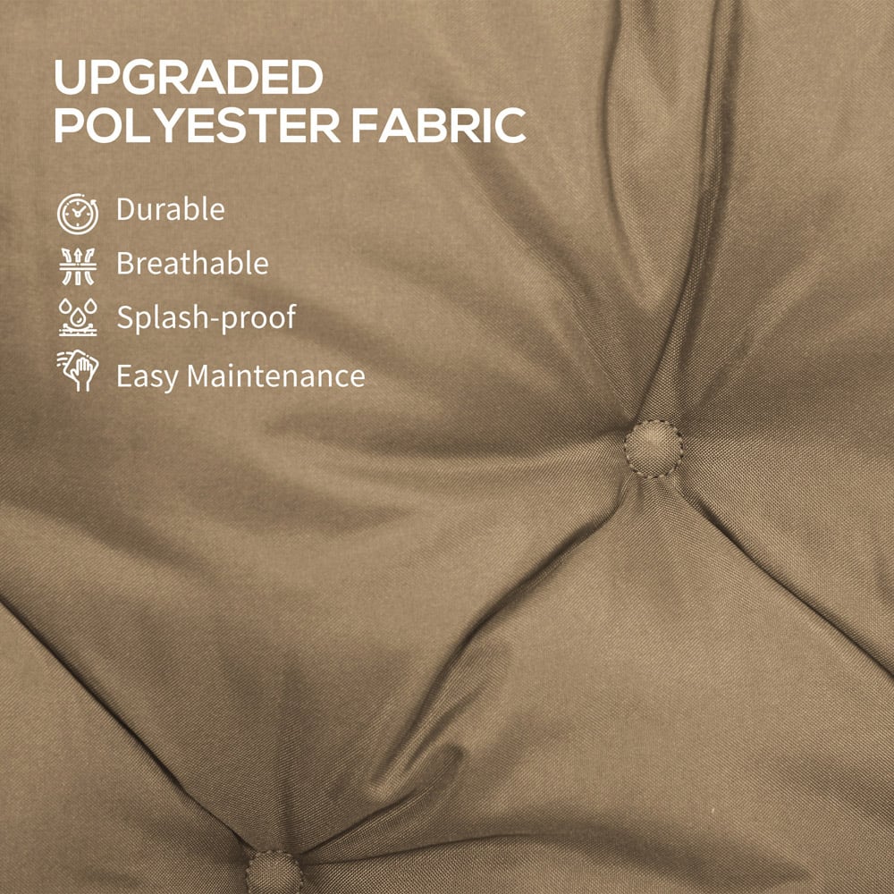 Outsunny 3 Seater Khaki Garden Bench Cushion with Ties 49 x 150cm Image 8