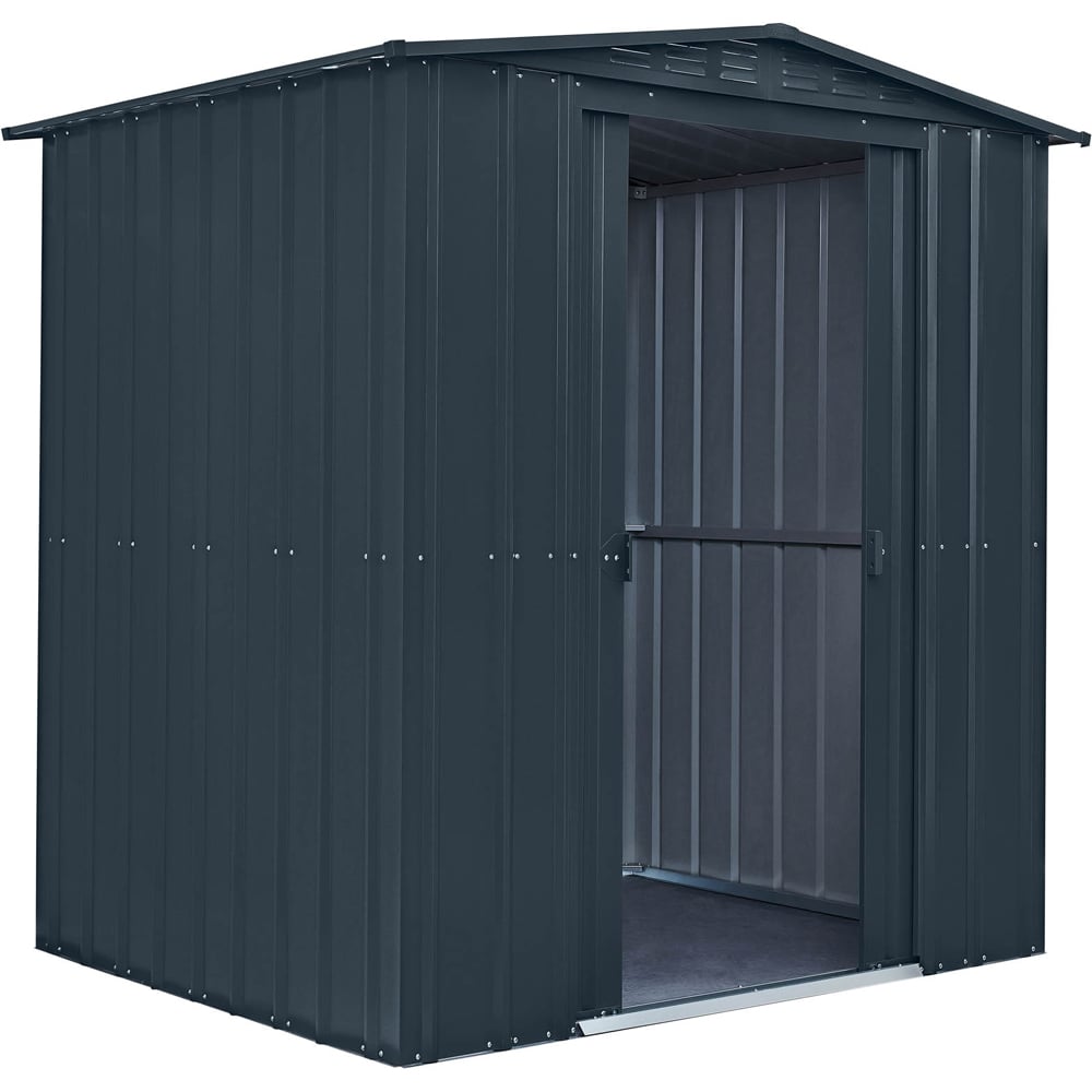Globel 6 x 5ft 2 Door Grey Metal Apex Garden Shed Image 2