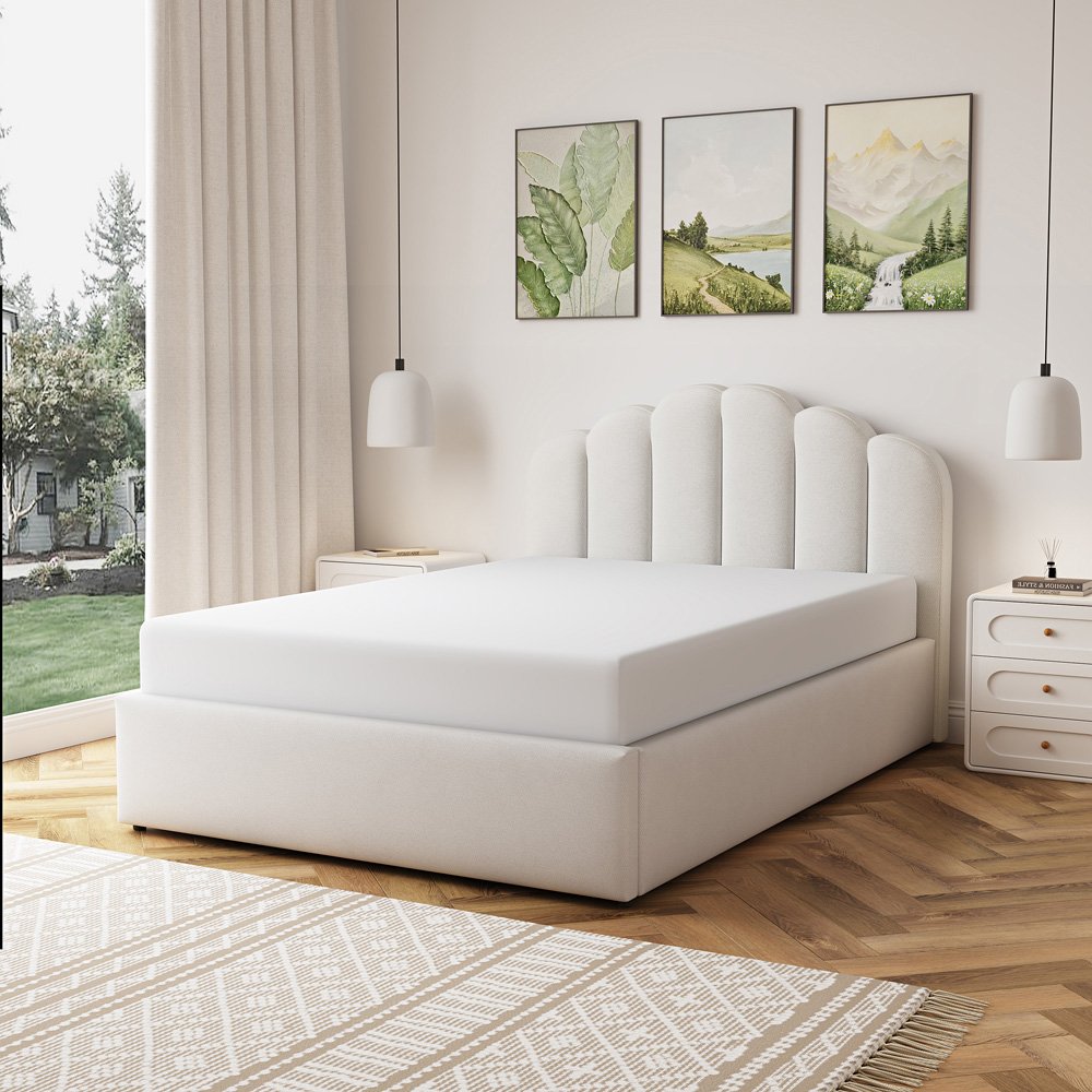 Artemis Home Ranson Double Beige Linen Upholstered Ottoman Bed Image 4