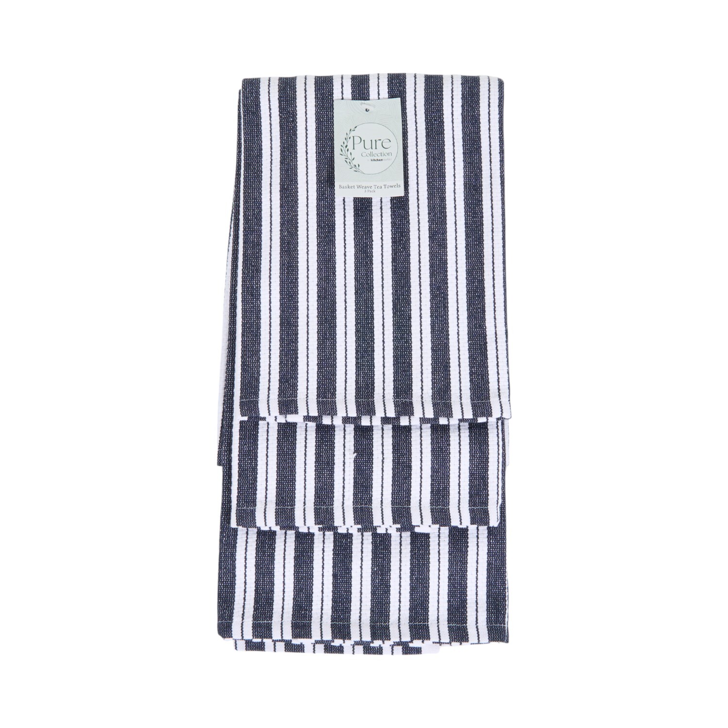 Pack of 3 Basket Weave Tea Towels - Blue Image 2