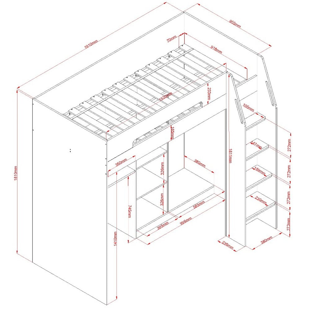 Flair Summit Single Black and Red Gaming High Sleeper Image 6
