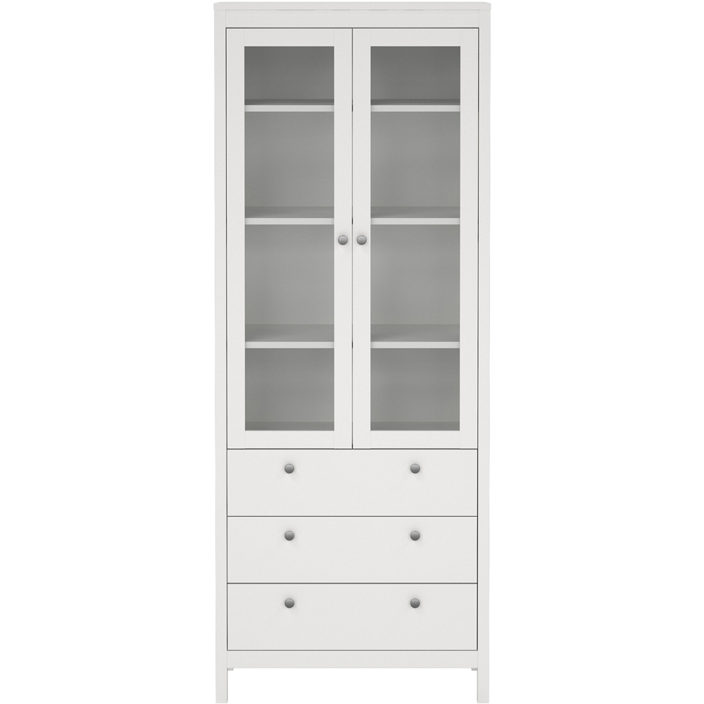 Florence Madrid 2 Door 3 Drawer White Glass China Chest Image 3