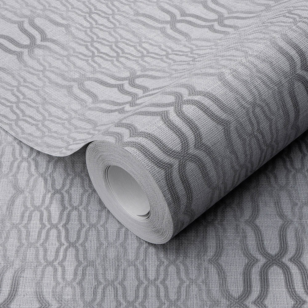 Erismann Soft Geometric Trellis Grey Non Woven Vinyl Wallpaper Image 2