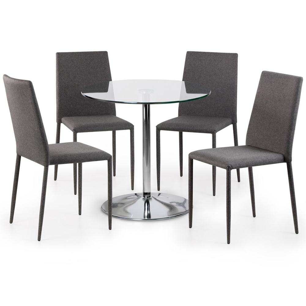 Julian Bowen Set of 4 Slate Grey Jazz Fabric Chairs Image 4