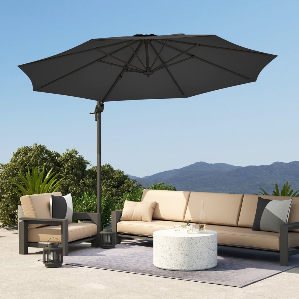 Outsunny Black Cantilever Parasol with Cross Base 3m Image 3