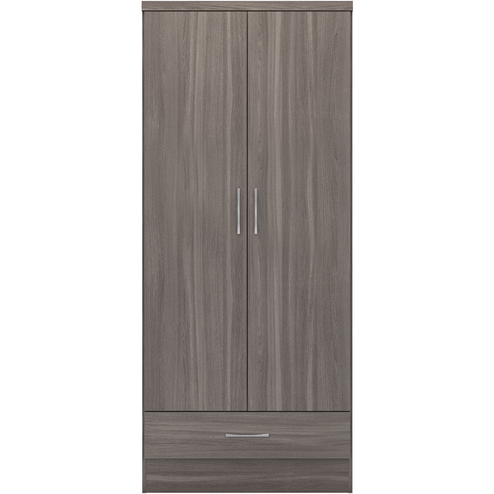 Seconique Nevada 2 Door Single Drawer Black Wood Grain Wardrobe Image 3