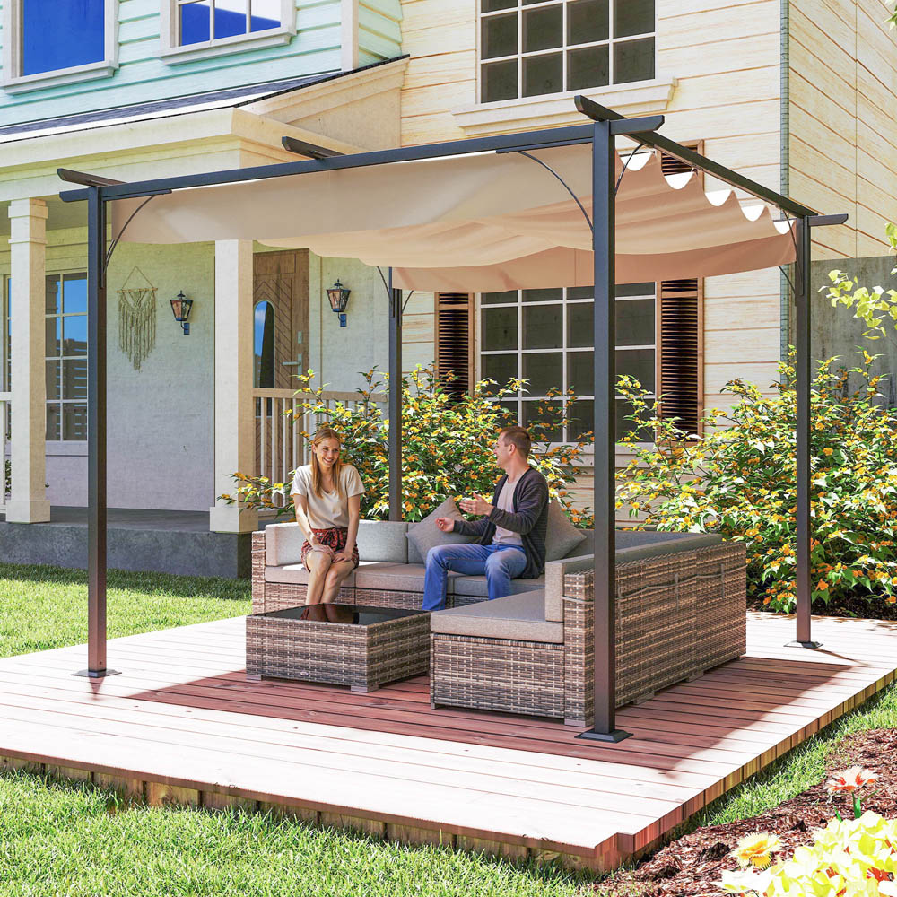 Outsunny 3 x 3m Cream Metal Pergola Image 3