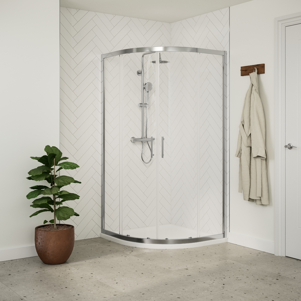 Bathstore Deluxe 45mm White Quadrant Shower Tray with Waste 800mm Image 2
