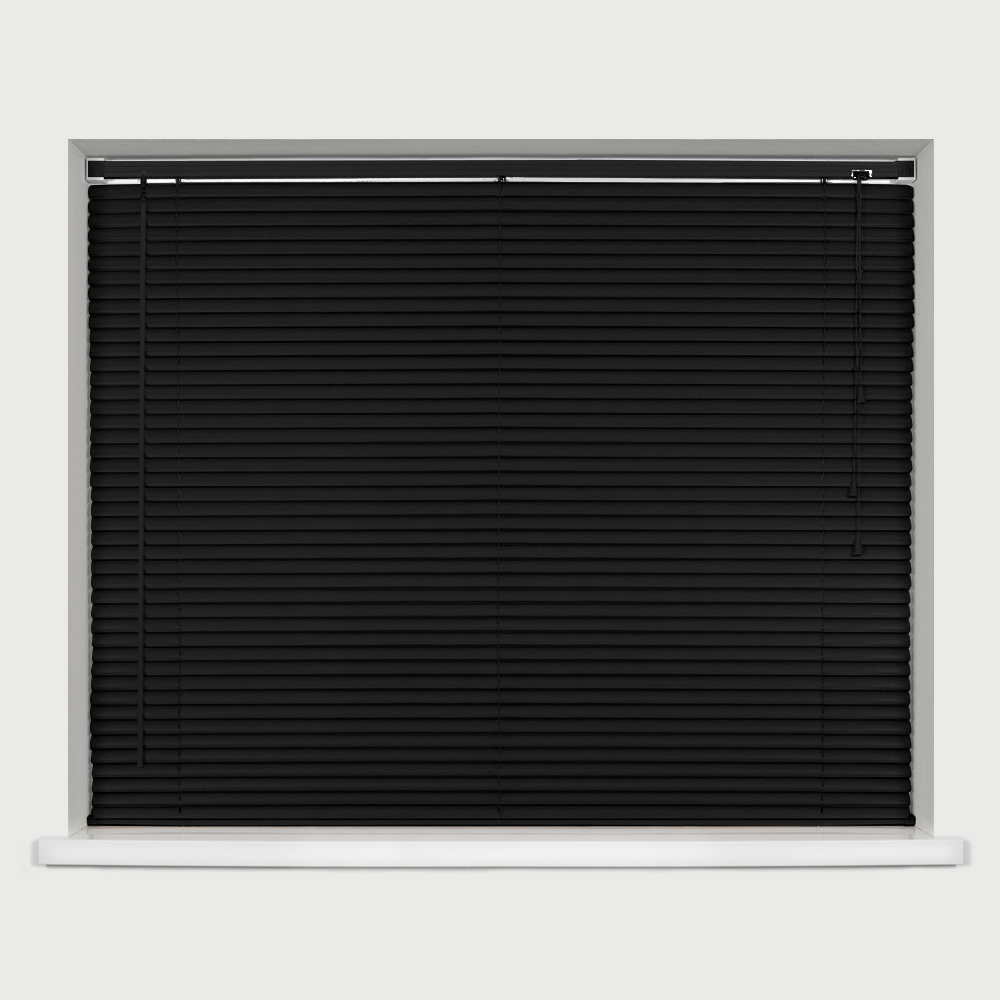 Caecus Wood Grain Effect PVC Long Drop Venetian Blind Black 180 x 210cm Image 1