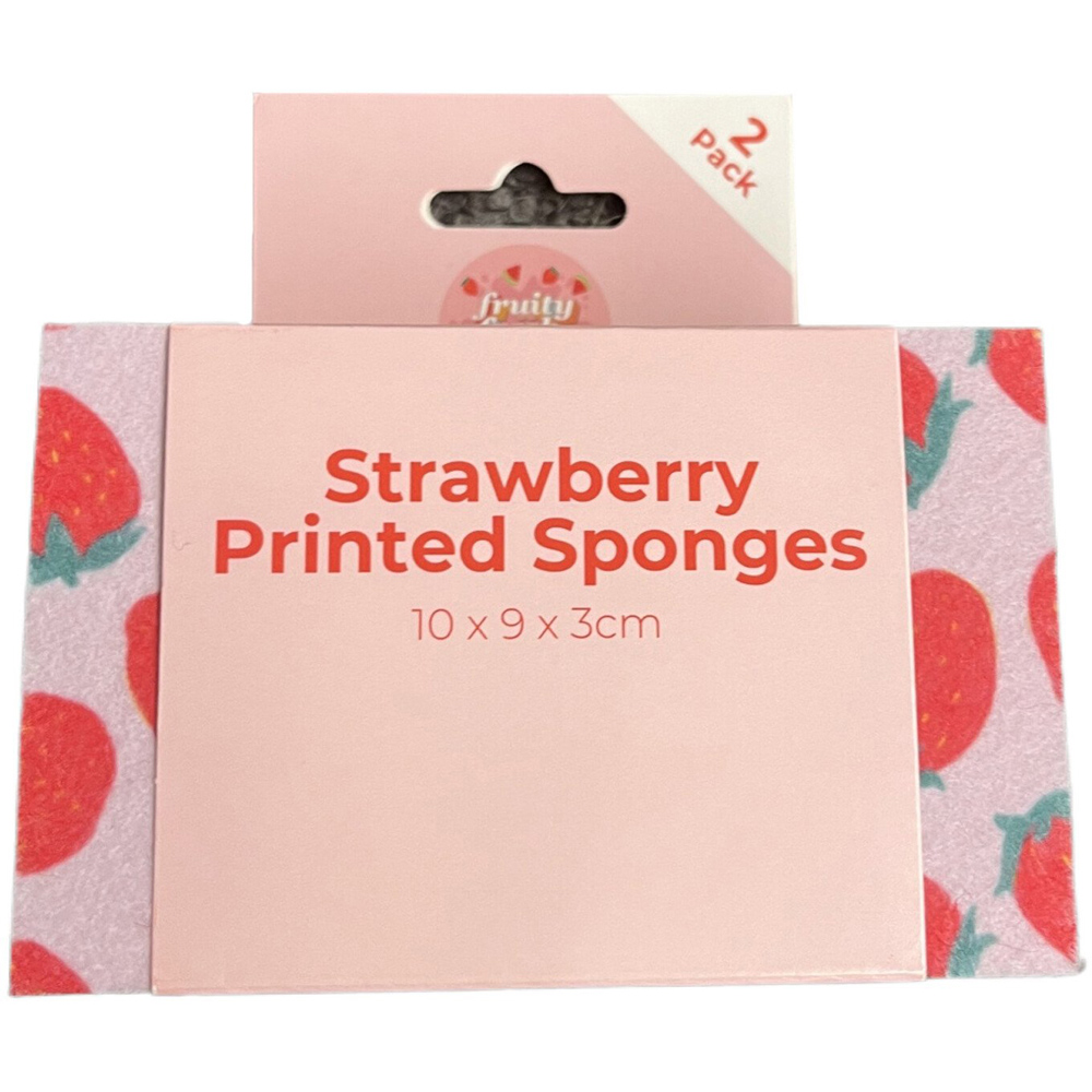 Pack of 2 Strawberry Printed Sponges - Pink Image 2