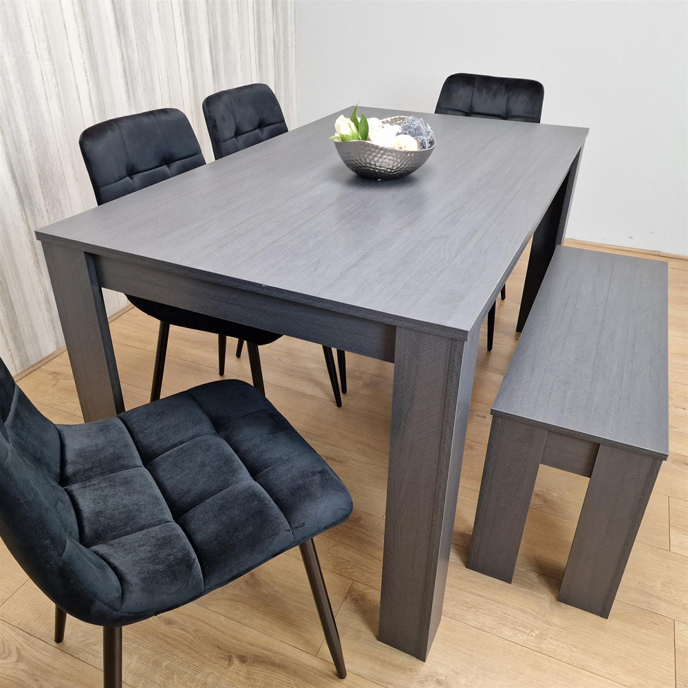 Portland 6 Seater Dining Set Dark Grey and Black Image 6