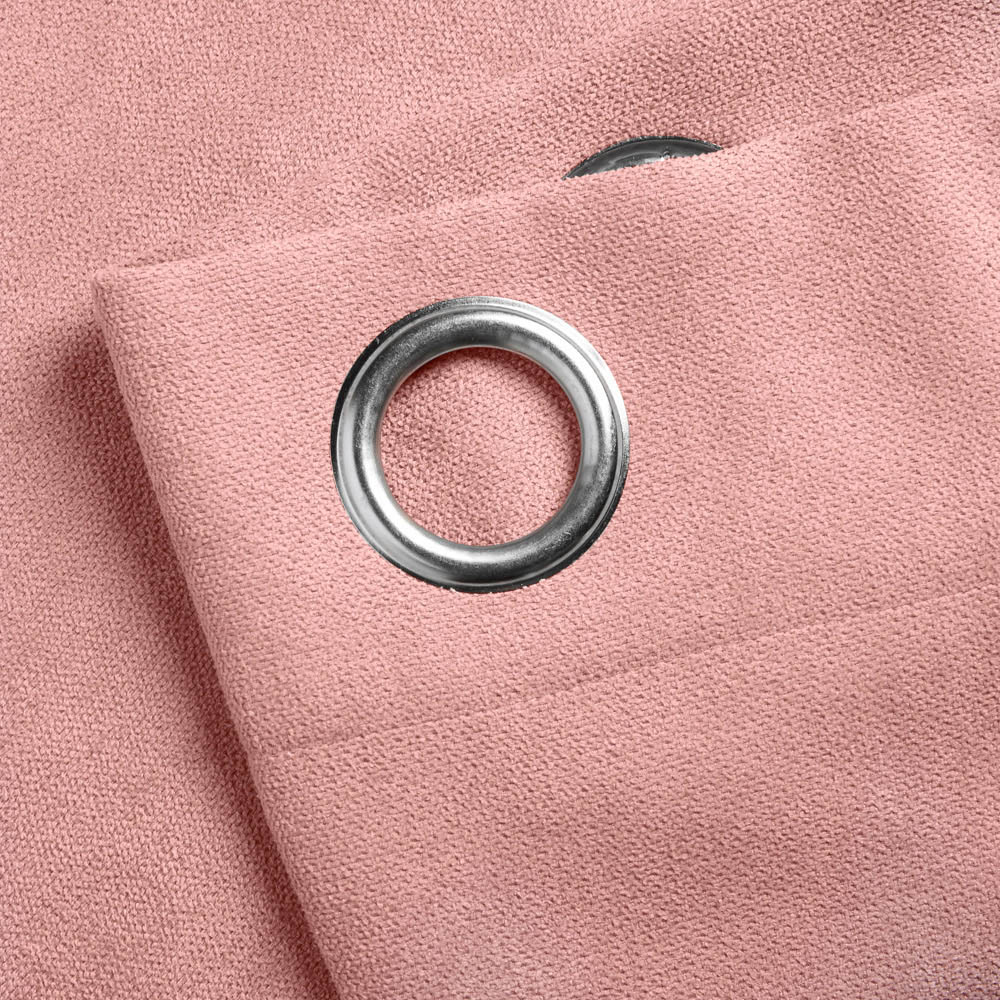 Alan Symonds Blush Velvet Chenille Ring Top Eyelet Curtains 142 x 183cm Image 2