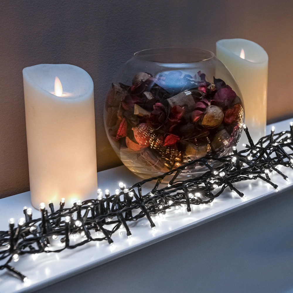 The Christmas Centre 480 Bright White LED Multifunction Green Cable String Light 46m Image 5