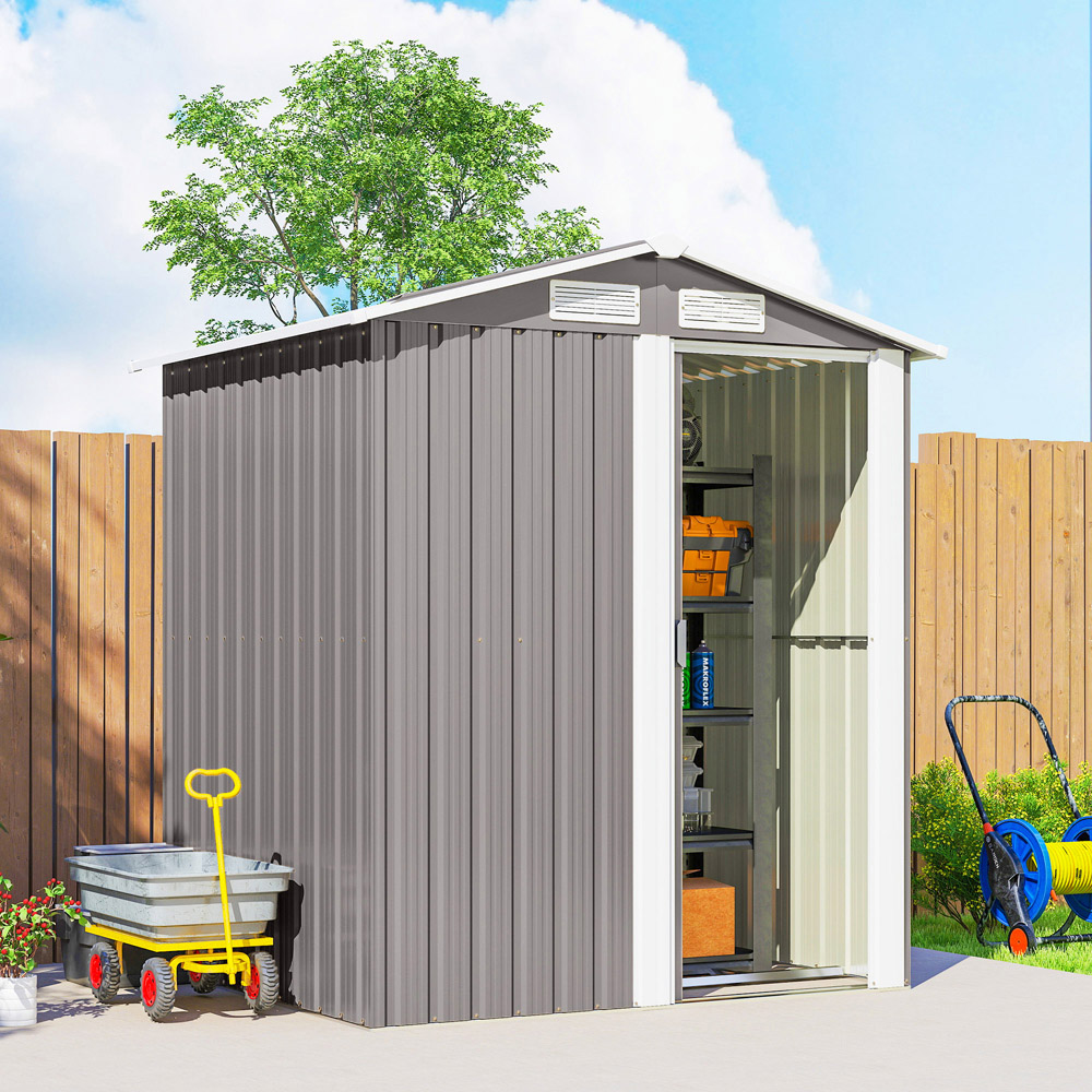 Outsunny 5 x 4.3ft Metal Tool Storage Shed with Sliding Door Image 3