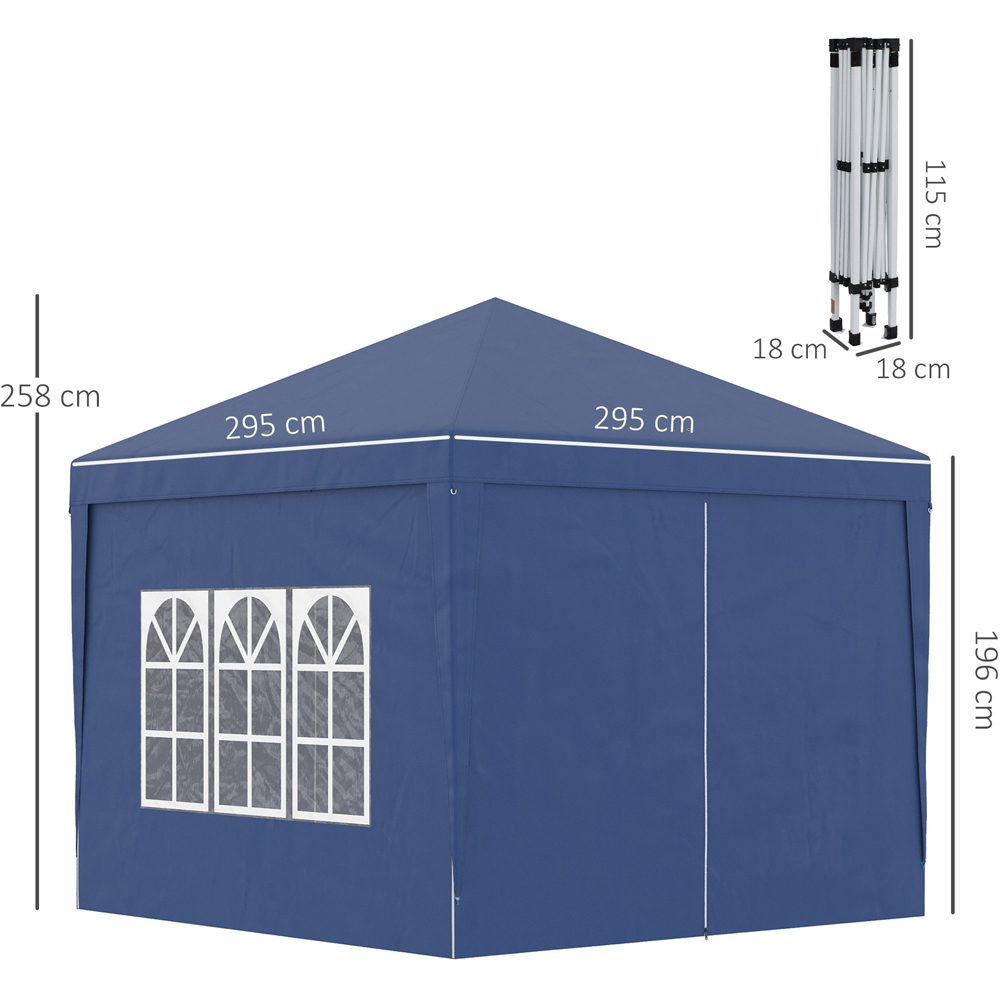 Outsunny 3 x 3m Blue Pop Up Water Resistant Camping Party Tent Image 8