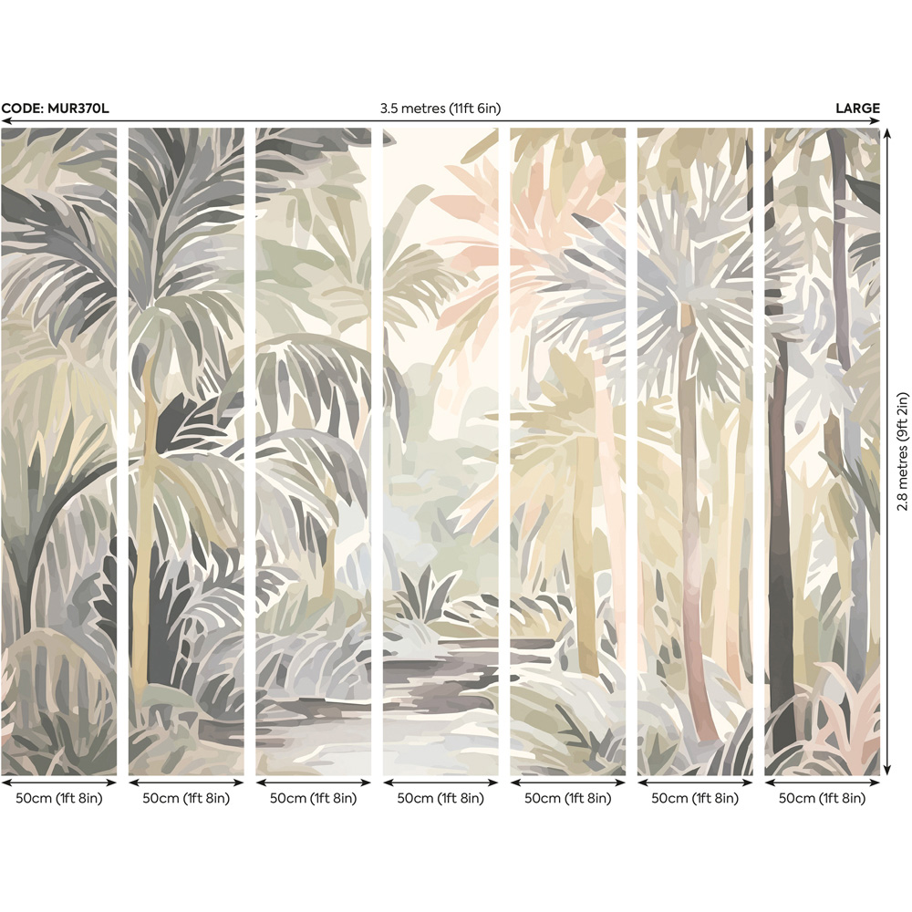 Origin Murals Pretty Palms Multi Wall Mural Image 3
