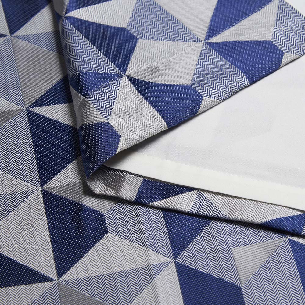 Alan Symonds Scandi Blue Grey Silver Jacquard Lined Pencil Pleat Taped Top Curtains 167 x 228cm Image 3