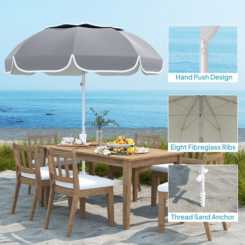 Outsunny Grey Tilting Portable Parasol 1.8m Image 7