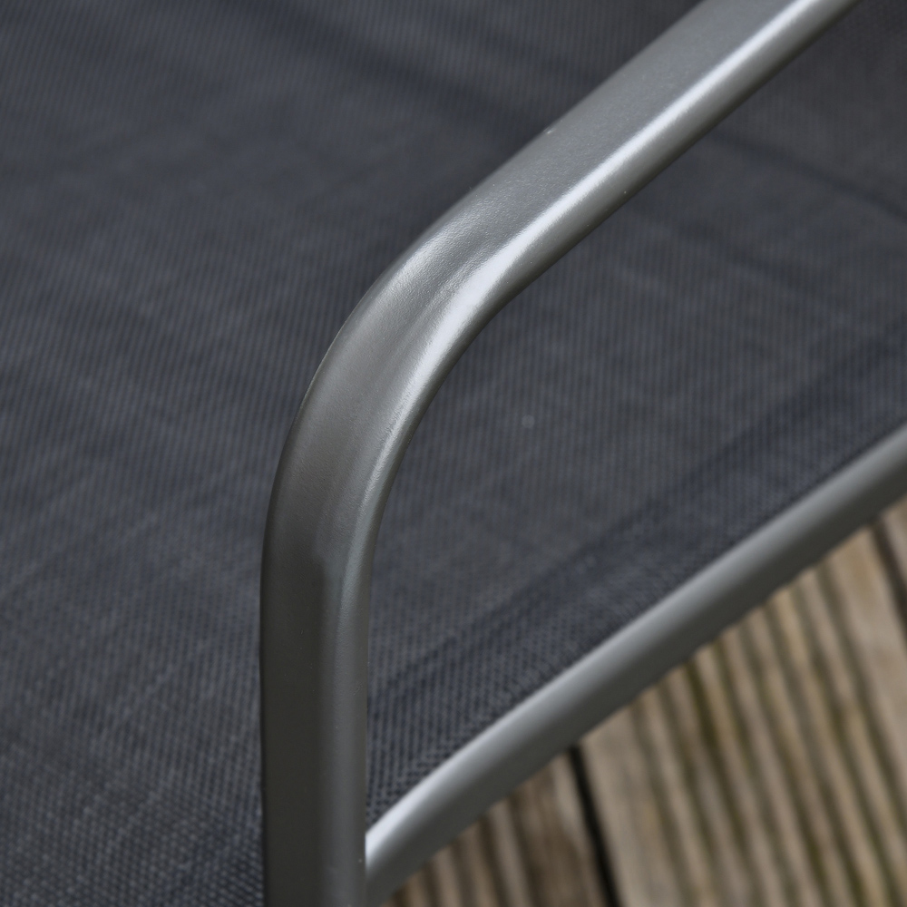 Outsunny 4 Seater Black Garden Furniture Set with Glass Top Table Image 4