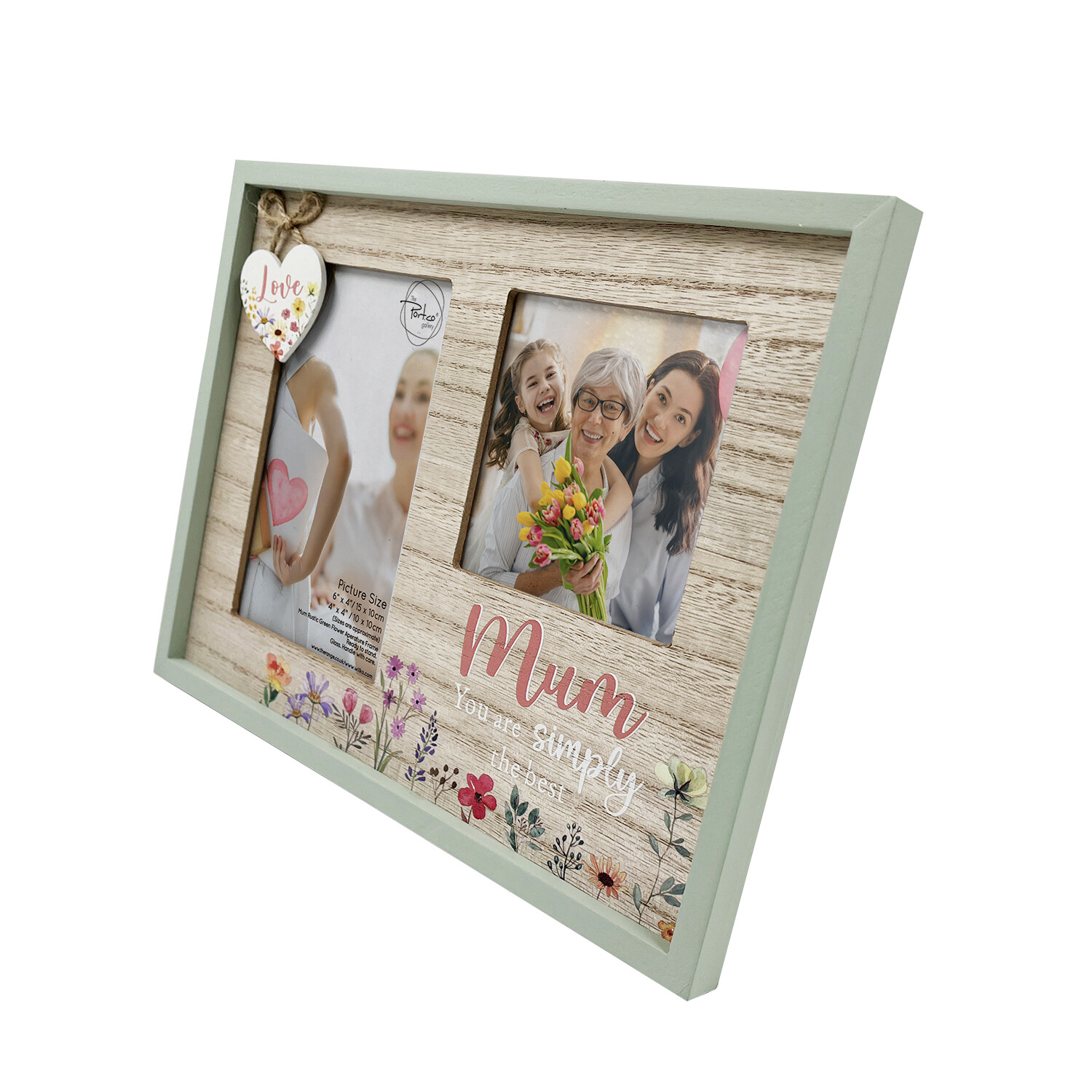 Mum Rustic Green Flower Frame - Green / 6 x 4 and 4 x 4 Inch Image 2
