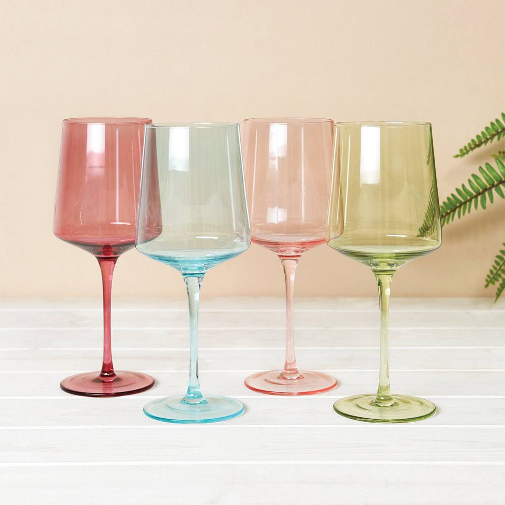 Set of 4 Colours Wine Glasses Image 2