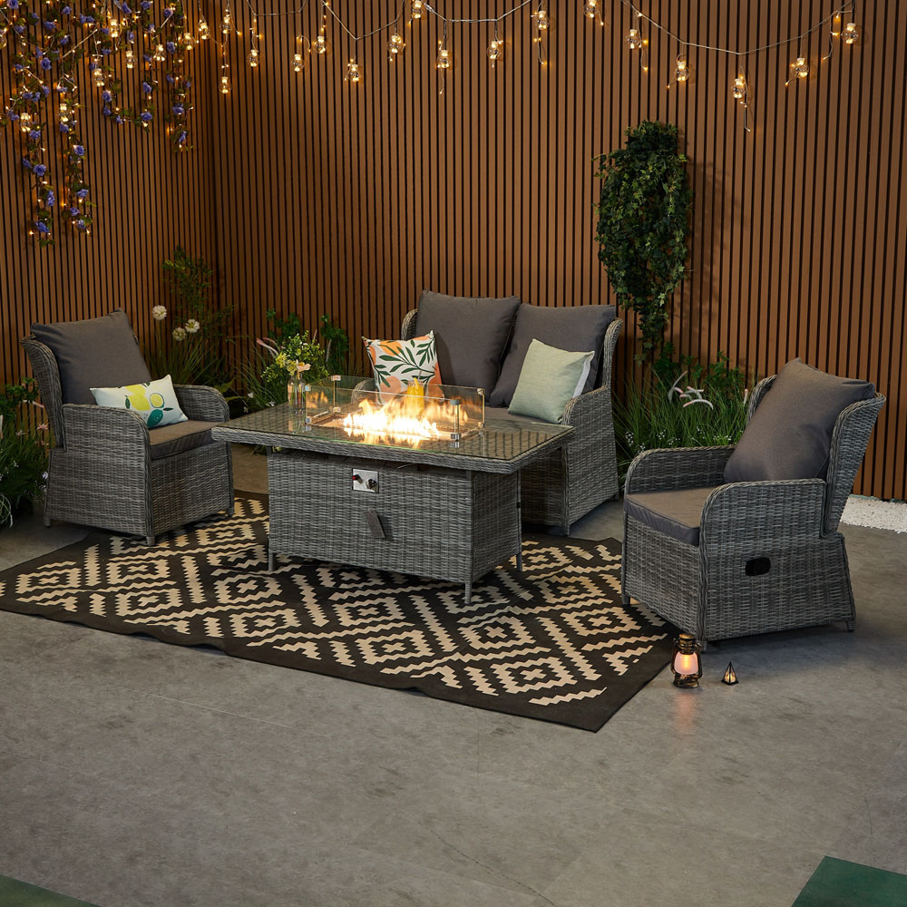 Furniture One 6 Seater Rattan Garden Furniture with Fire Pit Table Image 4