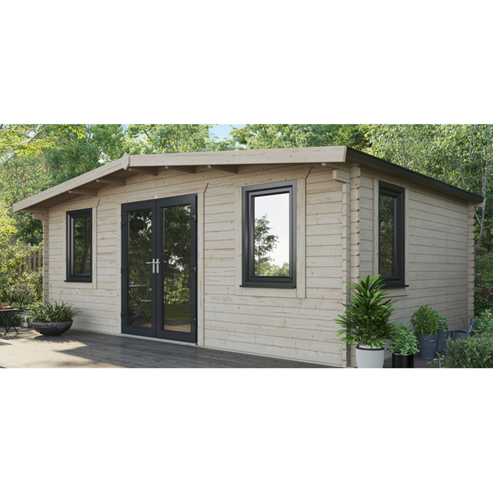 Power Sheds 14 x 20ft Centre Double Door Chalet Log Cabin Image 9