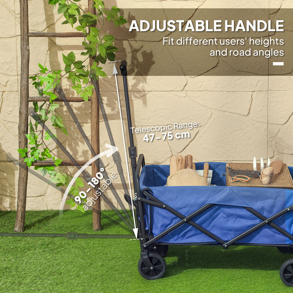 Outsunny 62L Blue Heavy Duty Folding Garden Trolley Image 4
