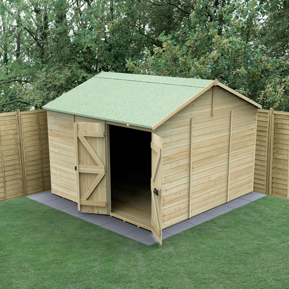 Forest Garden Timberdale 10 x 10ft Tongue and Groove Reverse Apex Garden Shed Image 2