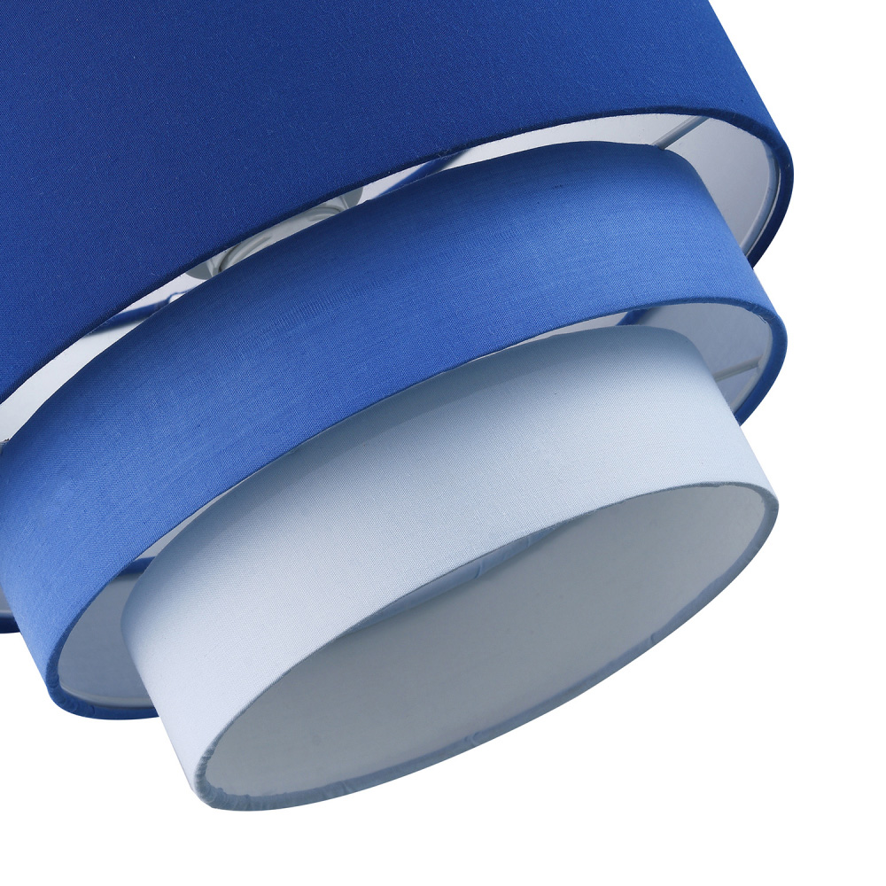 Happy Homewares 3 Tier Round Midnight Blue Cotton Fabric Pendant Shade Image 3