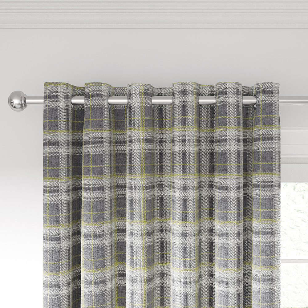 Helena Springfield Harriet Woven Lined Chartreuse and Grey Curtains 168 x 137cm Image 2