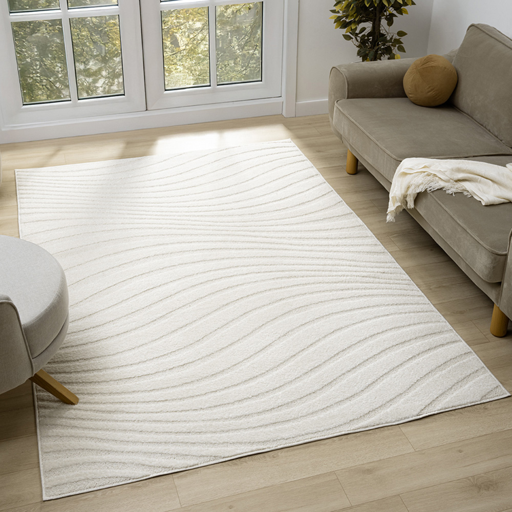 Desire Rugs Aya Cream Embossed Waves Rug 200 x 290cm Image 2