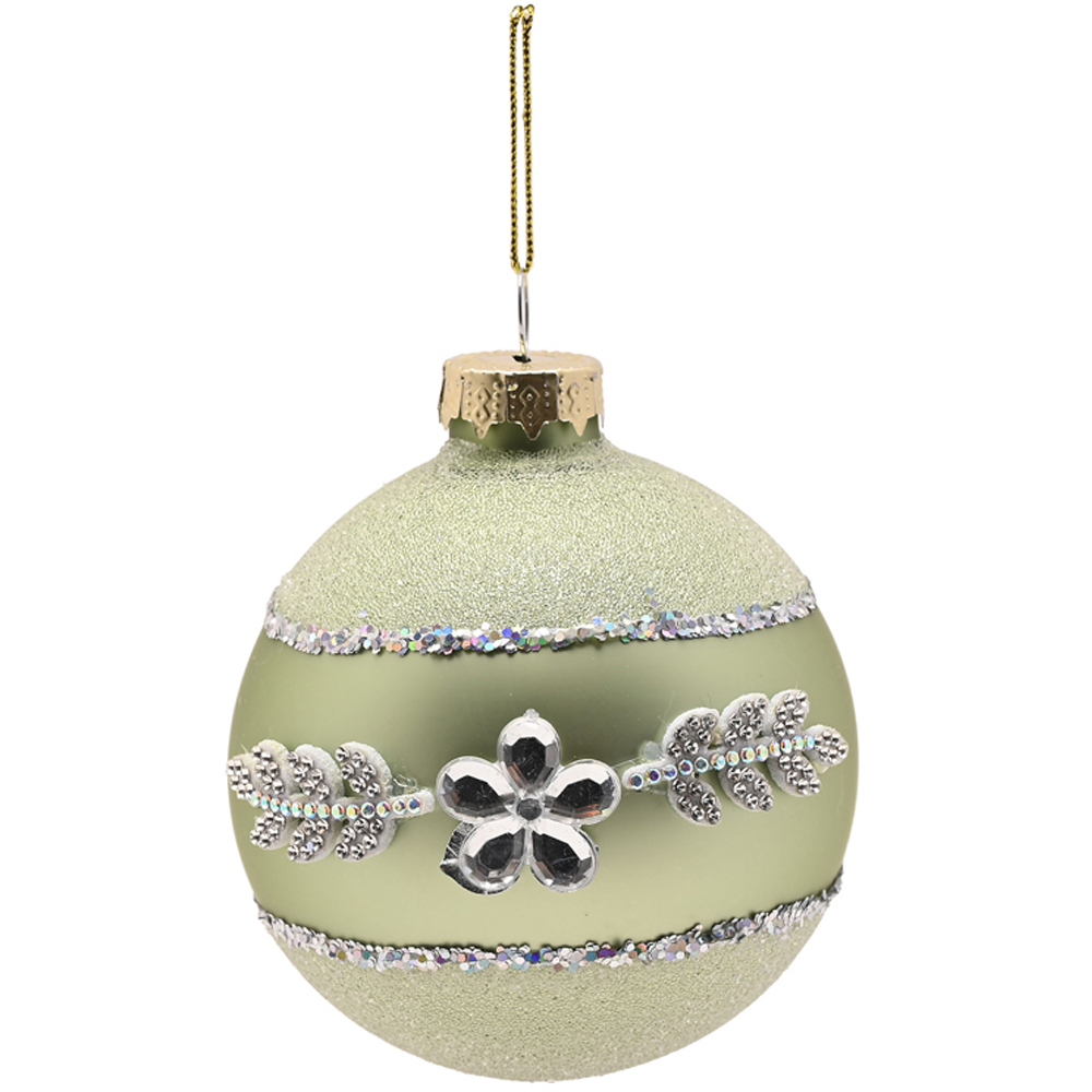 The Seasonal Gift Co. Parisian Pink and Mint Green Glass Bauble 4 Pack Image 5