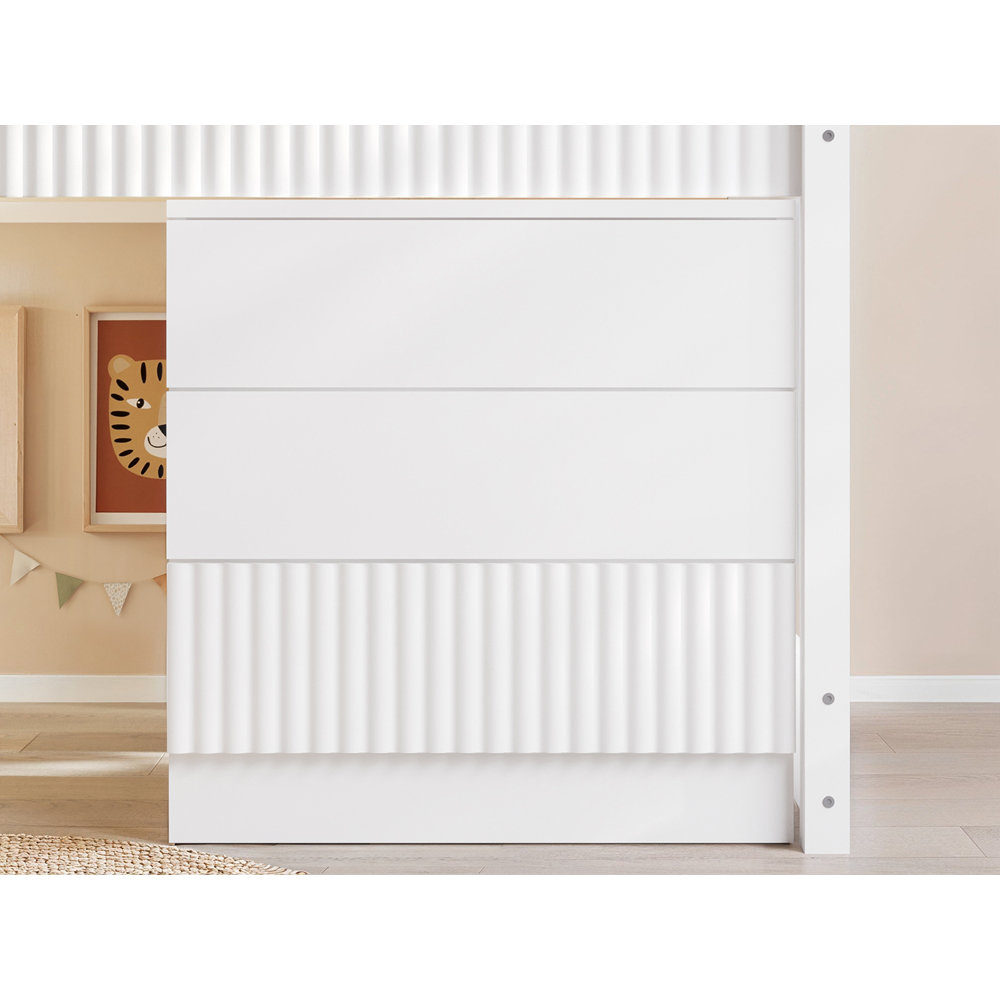 Flair Luca White Ribbed Mid Sleeper Bed with Chest and Cabinet Image 4