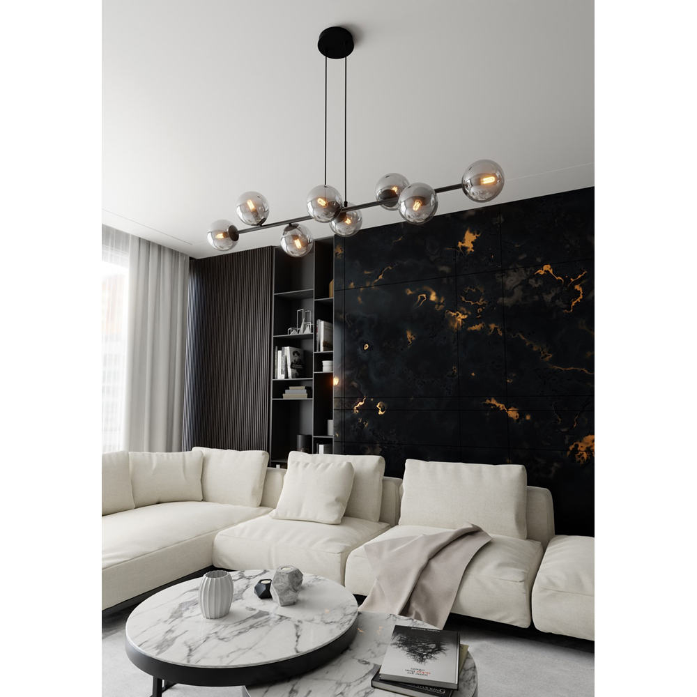 Emibig Rossi 8 Light Graphite Shade Black E14 Ceiling Pendant Light Image 7