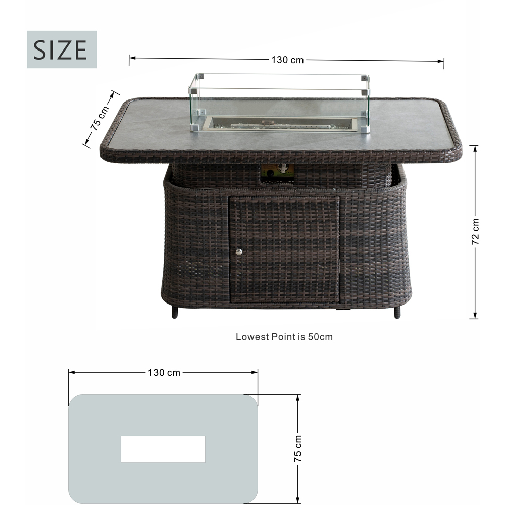 Direct Wicker Brown Rattan Height Adjustable Rising Gas Fire Pit Table Image 9