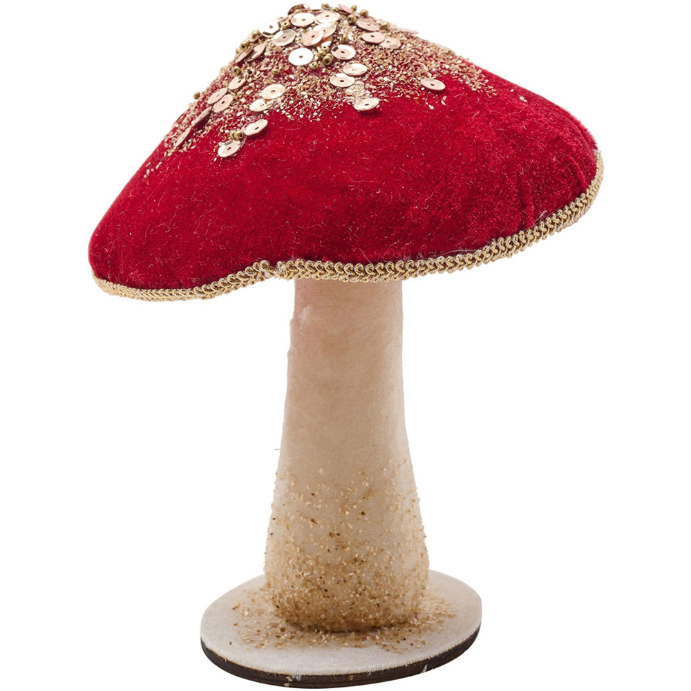 The Christmas Gift Co Red Velvet Mushroom 17cm Image 2
