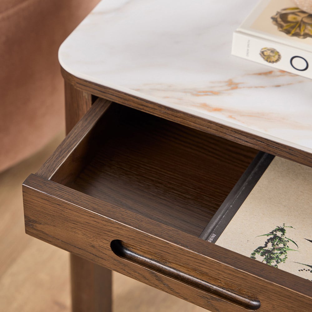 Florence Southampton Single Drawer Cream Ceramic Square Side Table Image 6