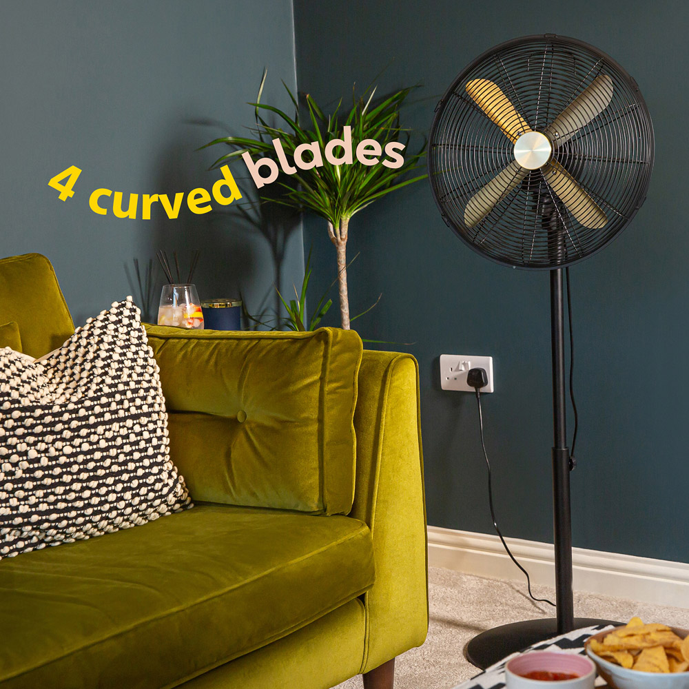 Russell Hobbs Brushed Gold and Black Oscillating Metal Pedestal Fan 16 inch Image 4